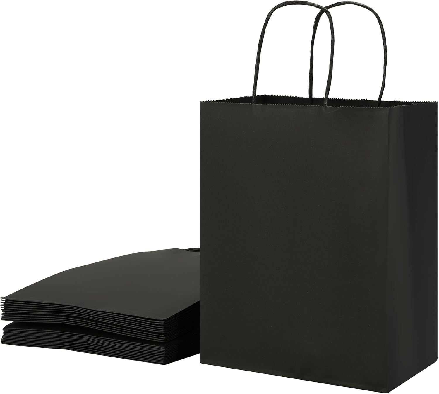 SUNCOLOR 25-Pack Black Gift Bags with Handles – 8x4.5x10 Medium Goodie Bags for Party Favors, Retail, Halloween & Weddings